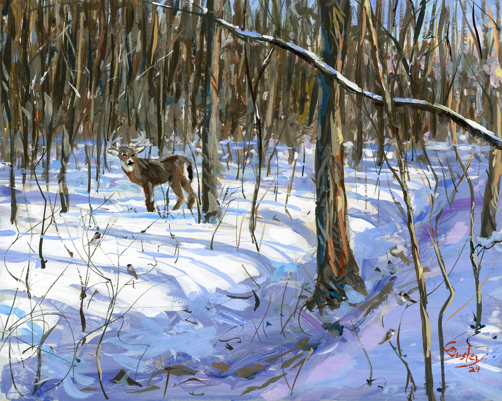 Deer in the Snowy Woods